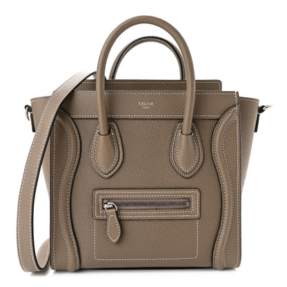 Celine Drummed Calfskin Nano Luggage Souris 1 of 9
