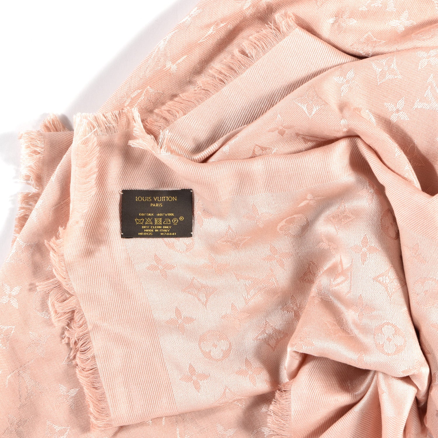 Louis Vuitton Silk Wool Monogram Shawl Rose Velours 3 of 3