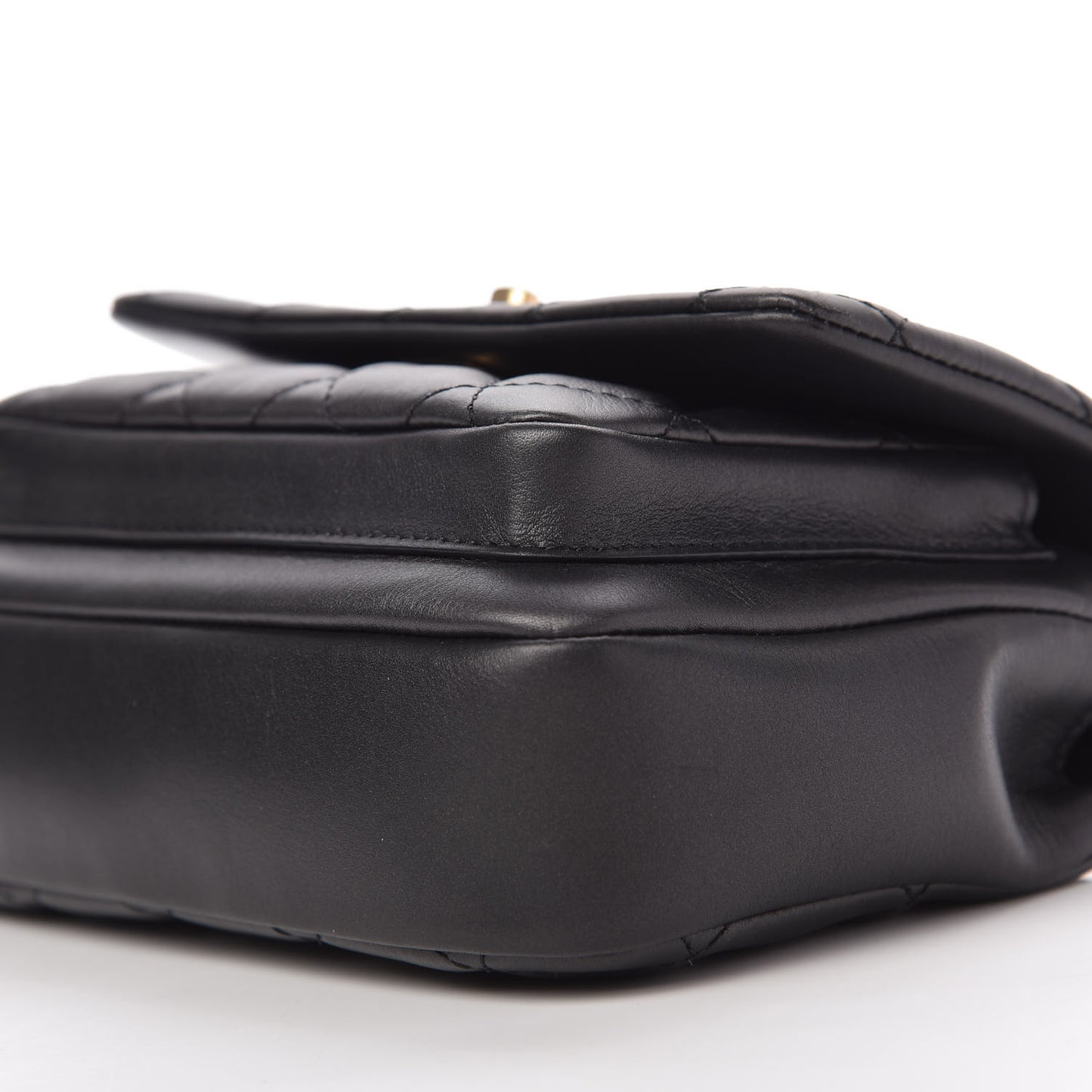 Calfskin Quilted Top Handle Flap Black
