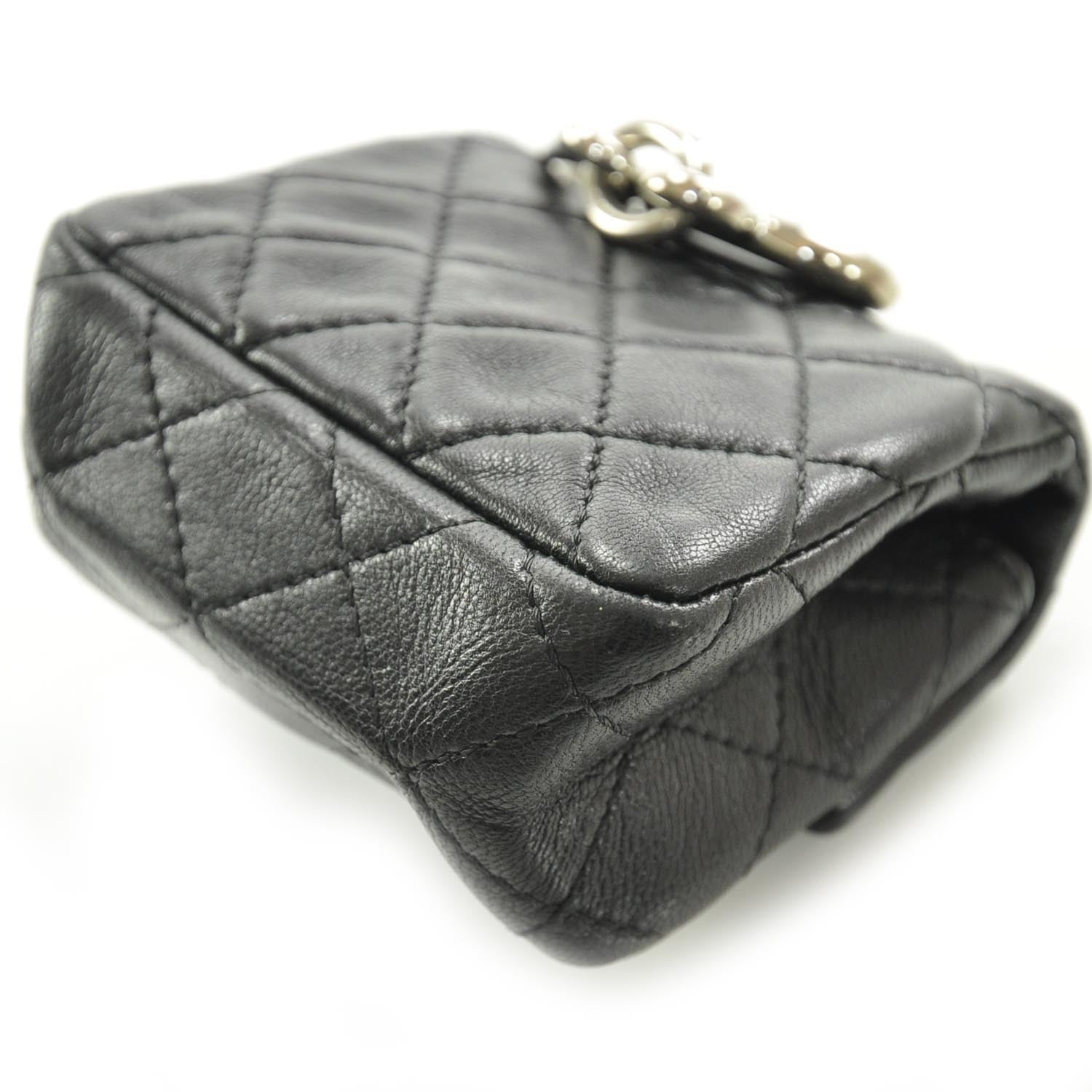 Chanel Lambskin Quilted Mini Tibet Bag Charm Keychain Black 5 of 8
