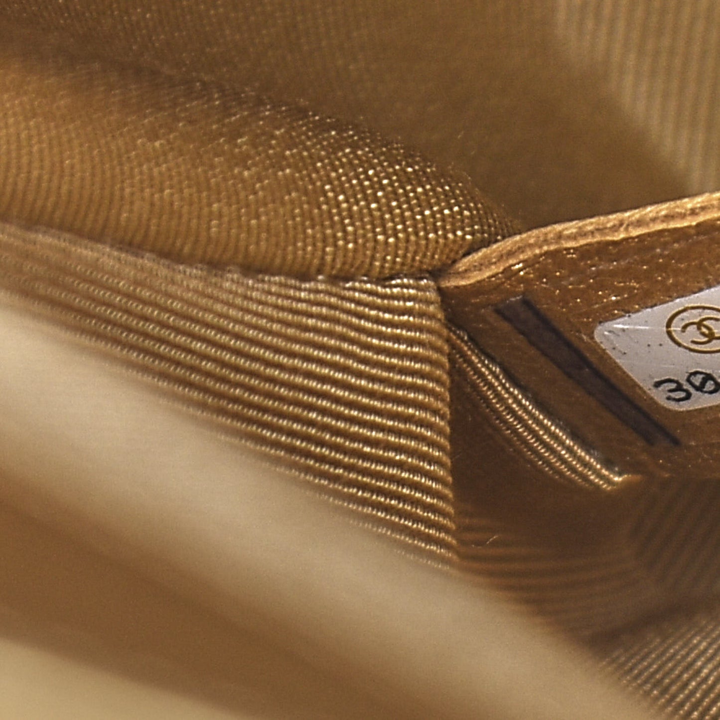 Metallic Goatskin Quilted Large 19 Flap Gold