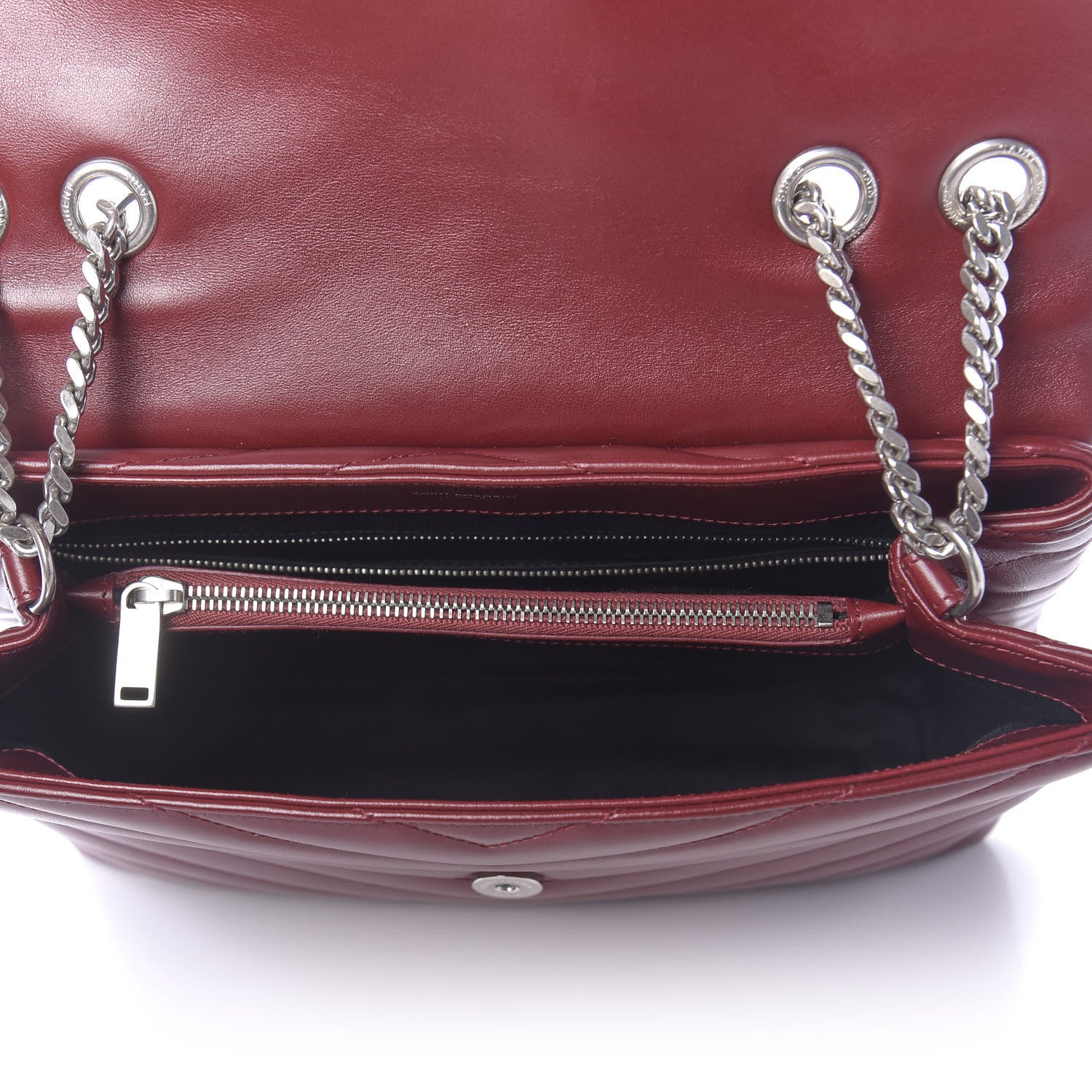 Saint Laurent Calfskin Y Quilted Monogram Medium Loulou Chain Satchel Palissandre 4 of 9