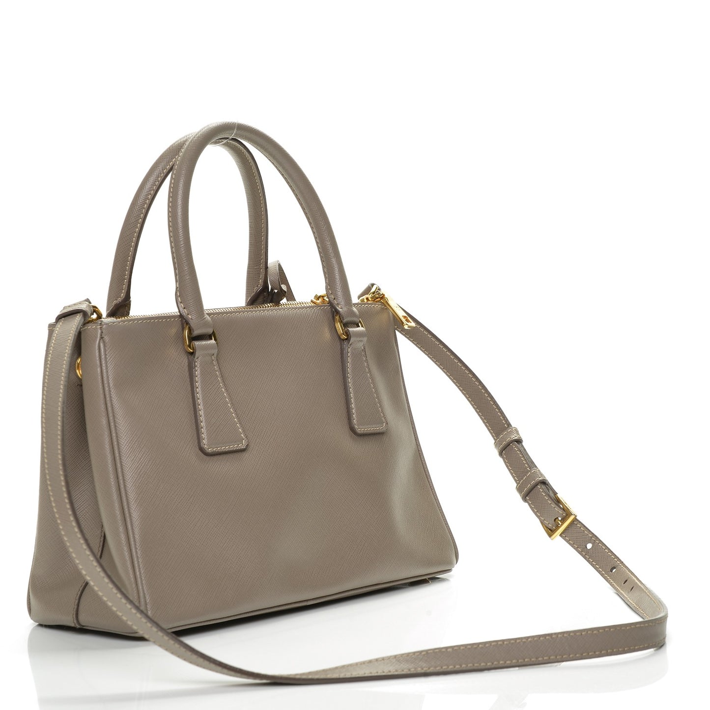Saffiano Mini Galleria Double Zip Tote Argilla