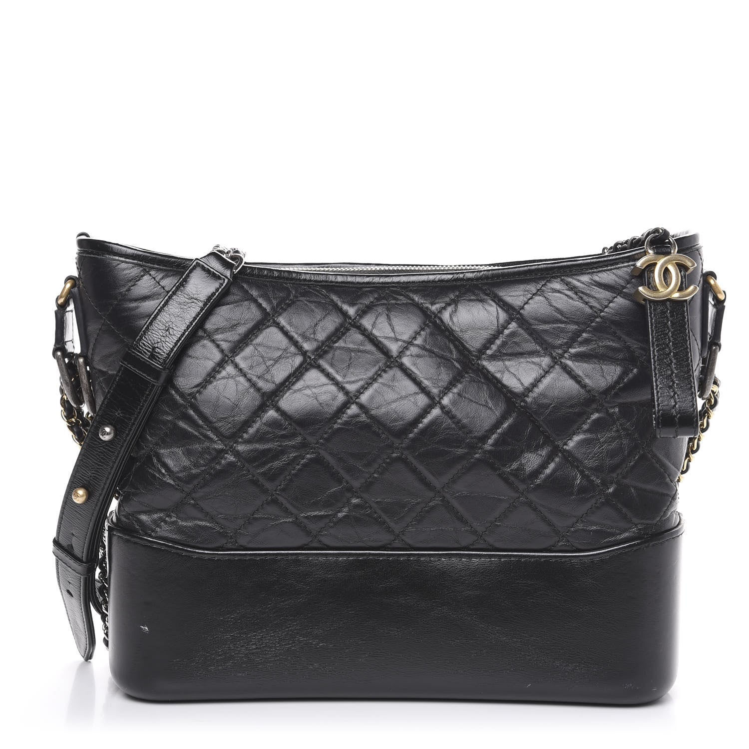Chanel Aged Calfskin Quilted Medium Gabrielle Hobo Black 1 of 12