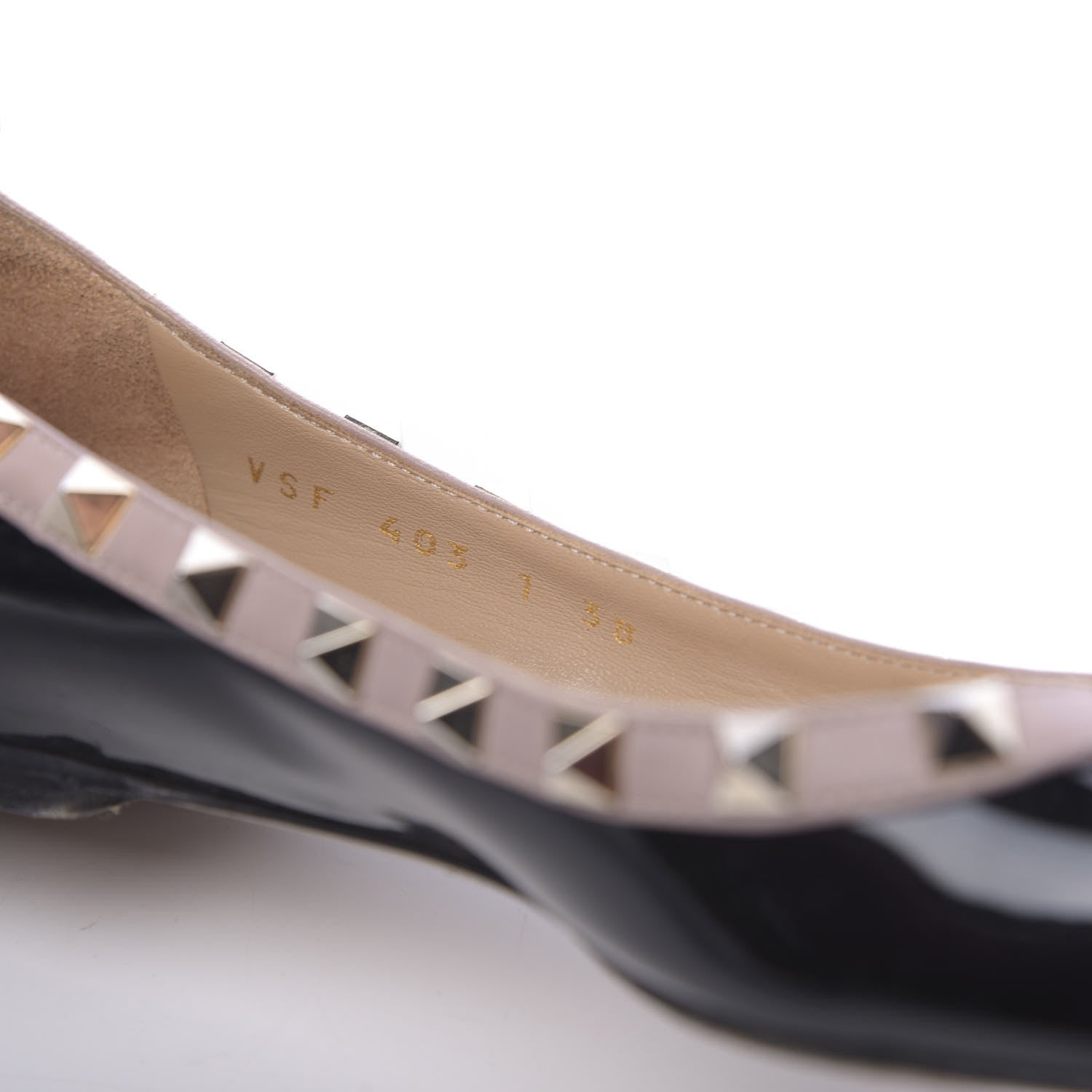Valentino Garavani Patent Nappa Rockstud Ballerina Flats 38 Black Poudre 7 of 14