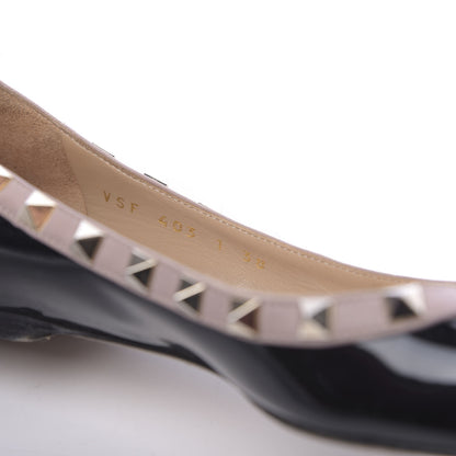 Valentino Garavani Patent Nappa Rockstud Ballerina Flats 38 Black Poudre 7 of 14