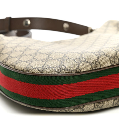 Gucci GG Supreme Monogram Textured Calfskin Web Large Attache Shoulder Bag Beige Ebony New Acero 9 of 11