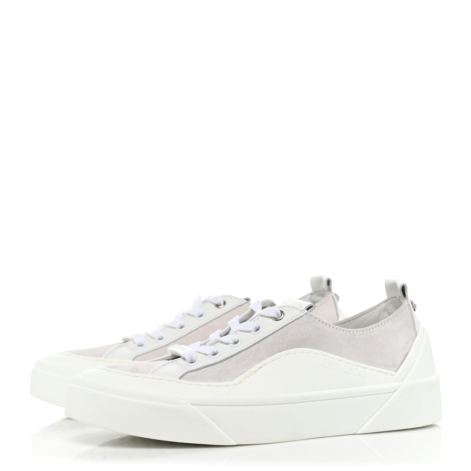 Jimmy Choo Suede Calfskin VBC Lace Up Sneakers 37 White Natural 3 of 10