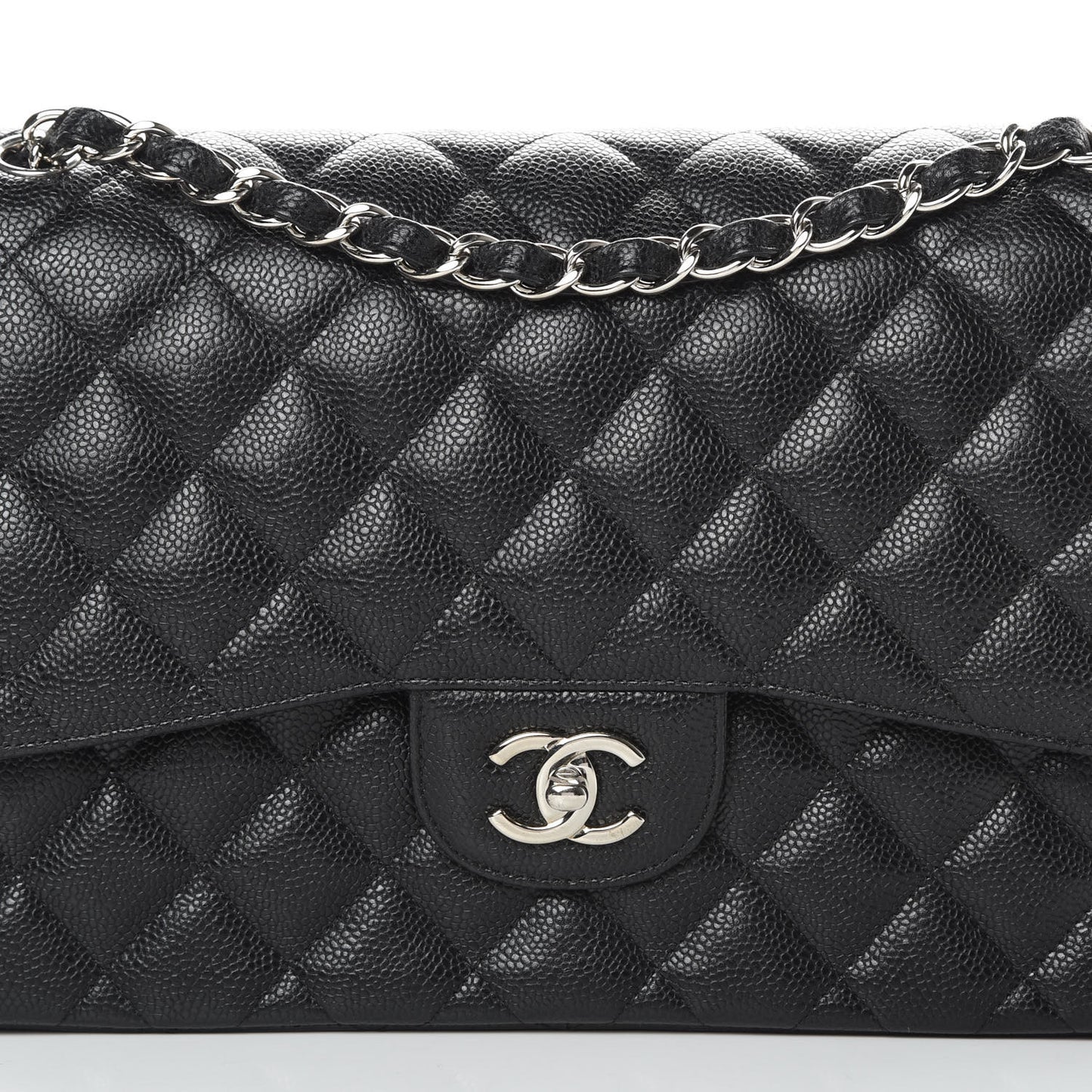 Caviar Quilted Jumbo Double Flap Black