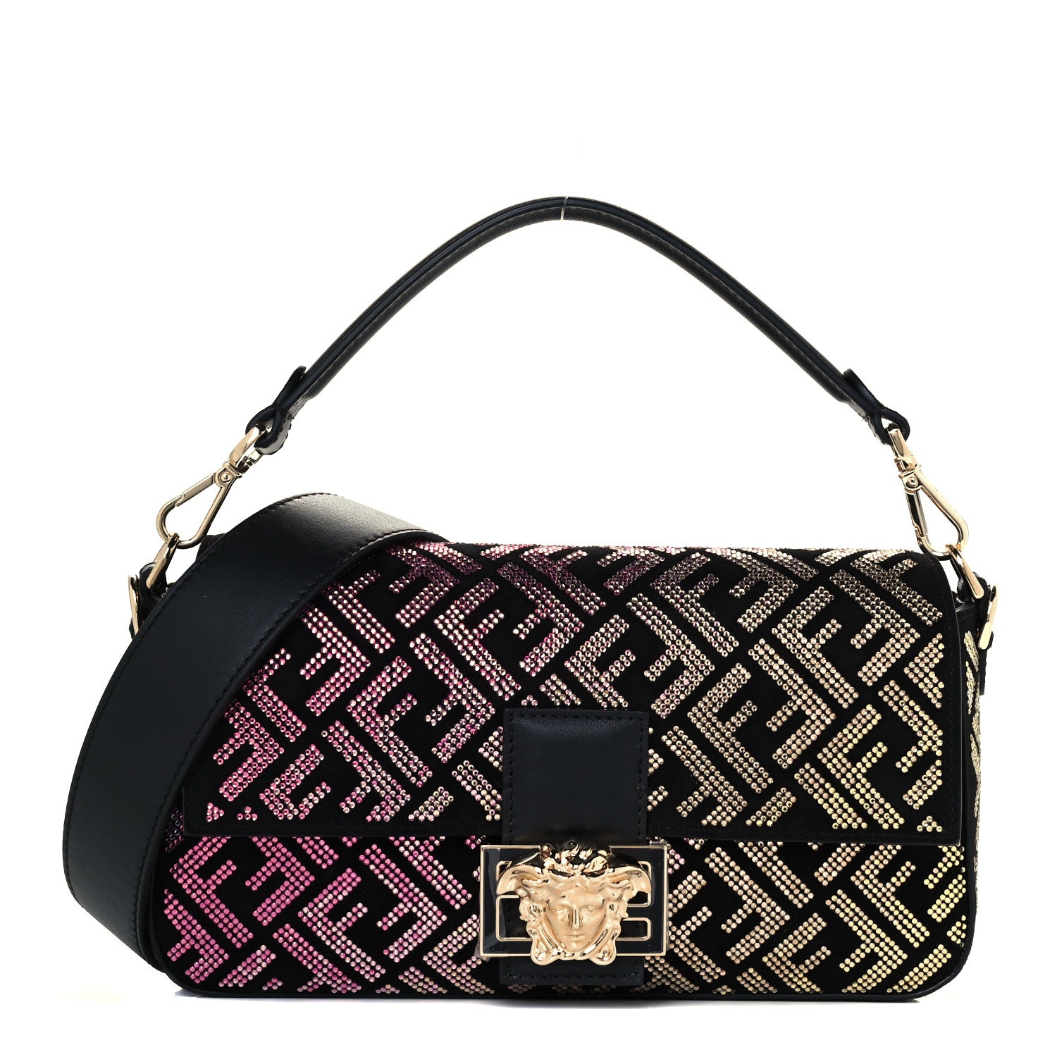 Fendi X VERSACE Calfskin Sequin Fendace FF Baguette Black Multicolor 1 of 12