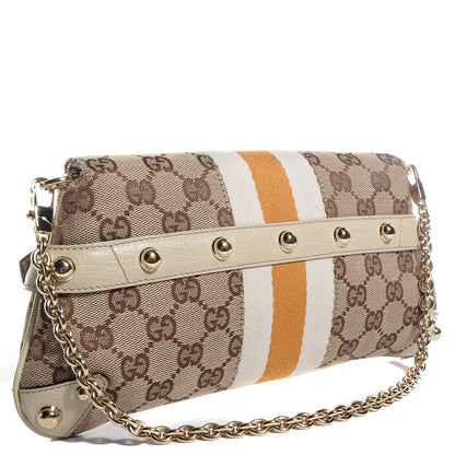 Gucci Monogram Web Small Horsebit Chain Clutch Off White 3 of 7