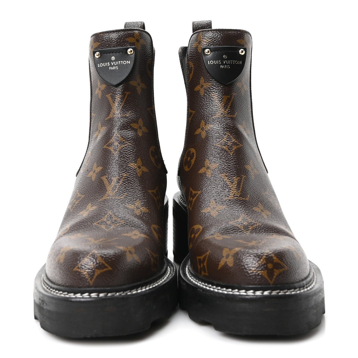 Louis Vuitton Patent Monogram LV Beaubourg Ankle Boots 40 Black 3 of 10