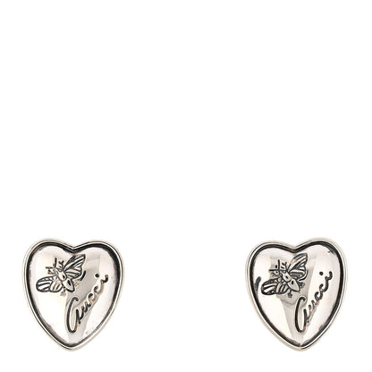 Gucci Sterling Silver Flora Heart Stud Earrings 1 of 4