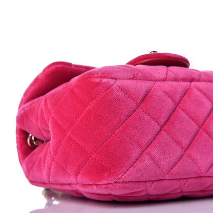Chanel Velvet Quilted Mini Square Pearl Crush Flap Fuchsia 8 of 10