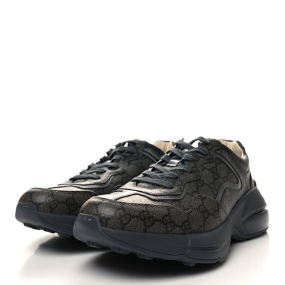 Gucci GG Supreme Monogram Apollo Calfskin Mens Rhyton Sneakers 10 Grey Black Graphite Grey 3 of 9