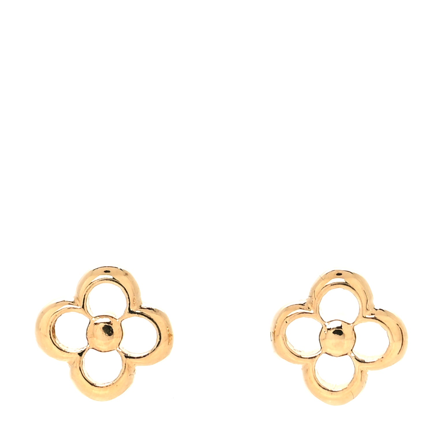 Louis Vuitton Brass Flower Full Stud Earrings Gold 1 of 4