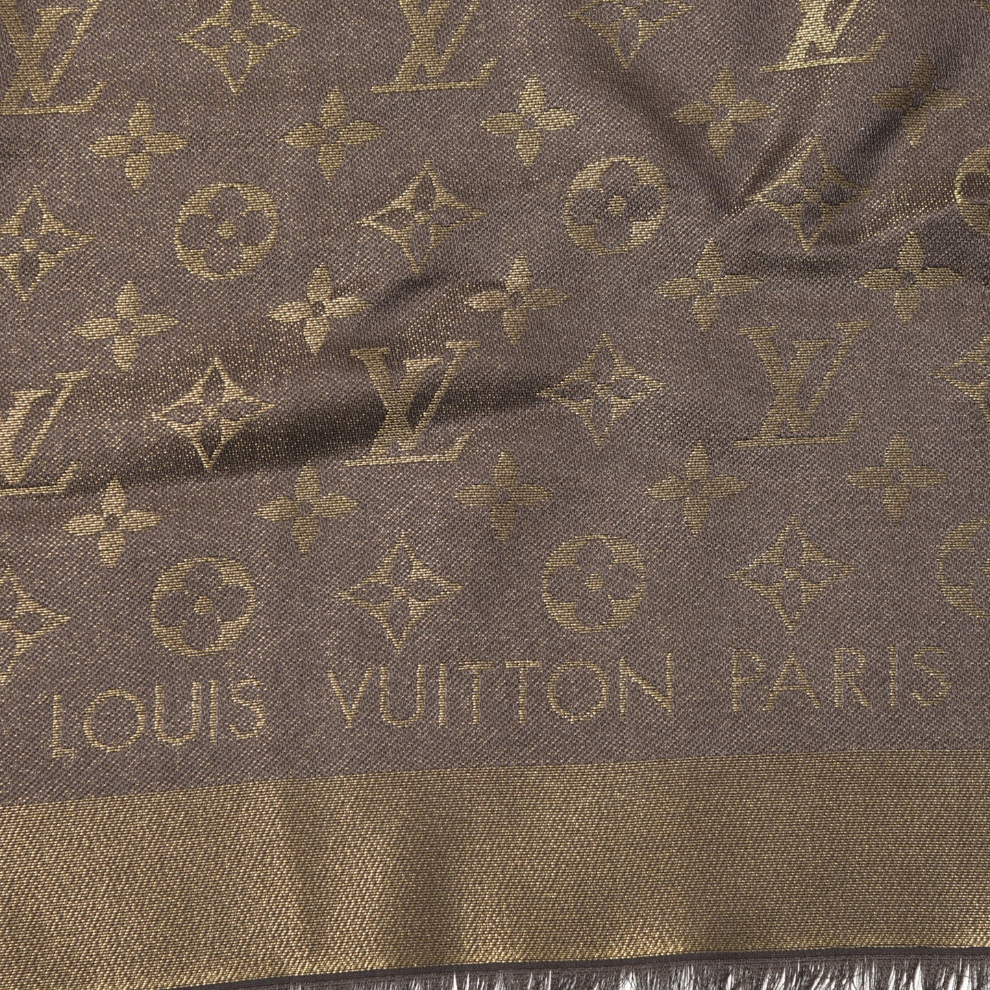 Silk Lurex Wool Monogram Shine Shawl Marron