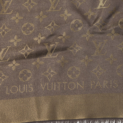 Louis Vuitton Silk Lurex Wool Monogram Shine Shawl Marron 3 of 6