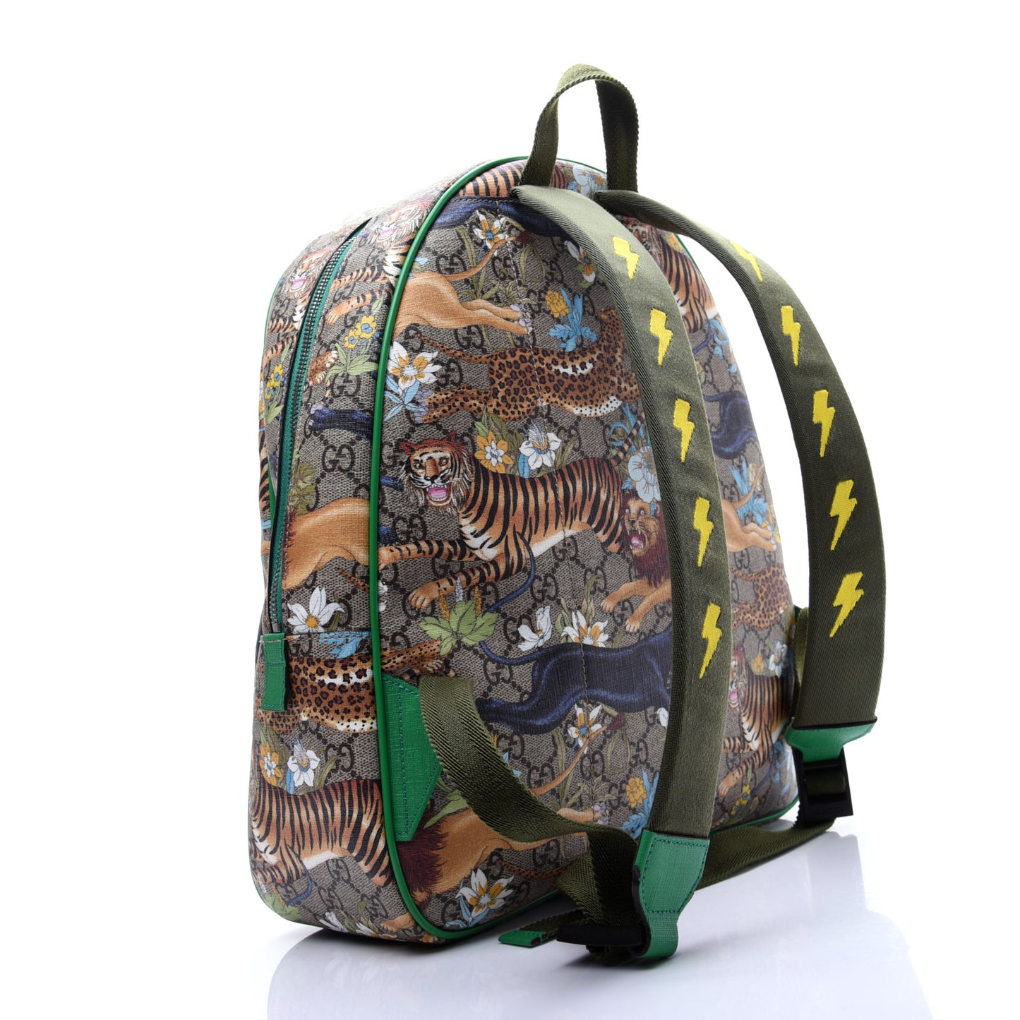 GG Supreme Monogram Feline Childrens Dome Backpack Beige Ebony Multicolor Bright Shamarock