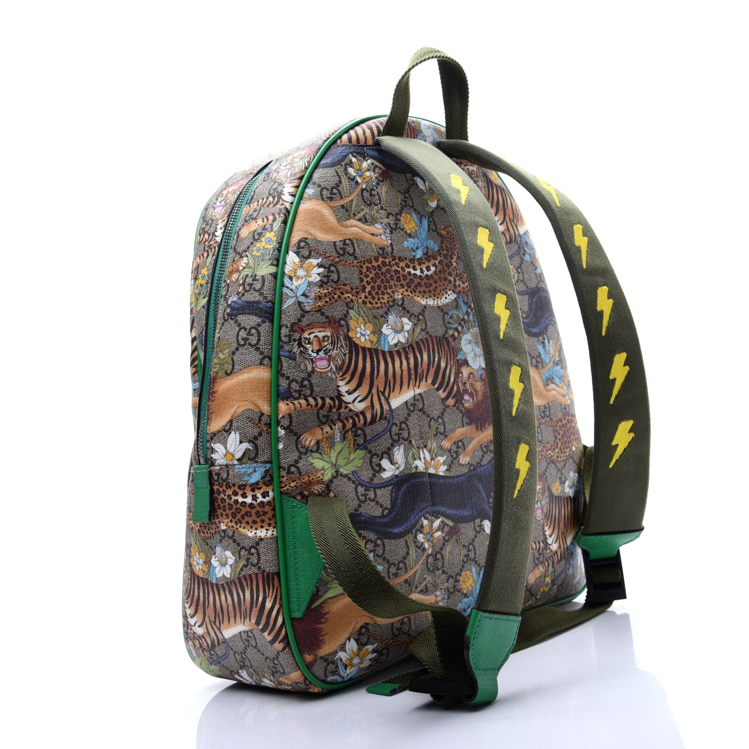 Gucci GG Supreme Monogram Feline Childrens Dome Backpack Beige Ebony Multicolor Bright Shamarock 2 of 13