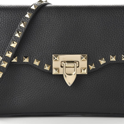 Valentino Garavani Pebbled Calfskin Medium Rockstud Flip Lock Crossbody Bag Black 9 of 9