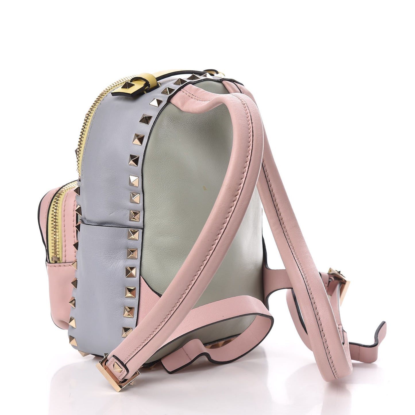 Calfskin Watercolor Mini Rockstud Backpack Rose Green Yellow Sky