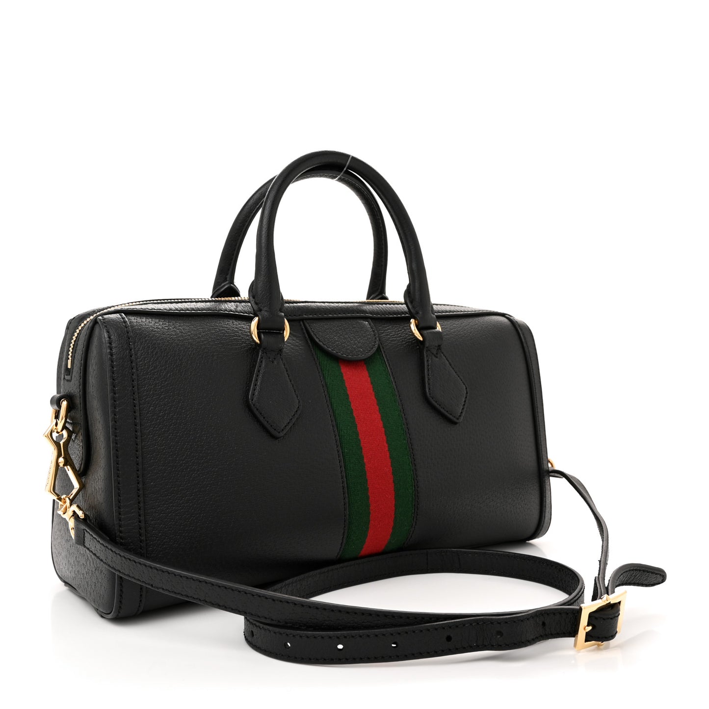 Textured Dollar Calfskin Web Medium Ophidia Boston Black