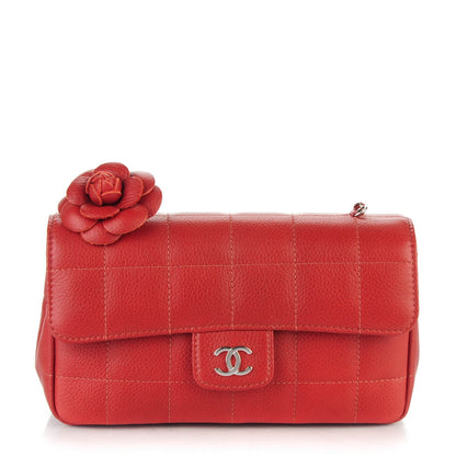 Chanel Caviar Mini Chocolate Bar Camellia Flap Red 1 of 7