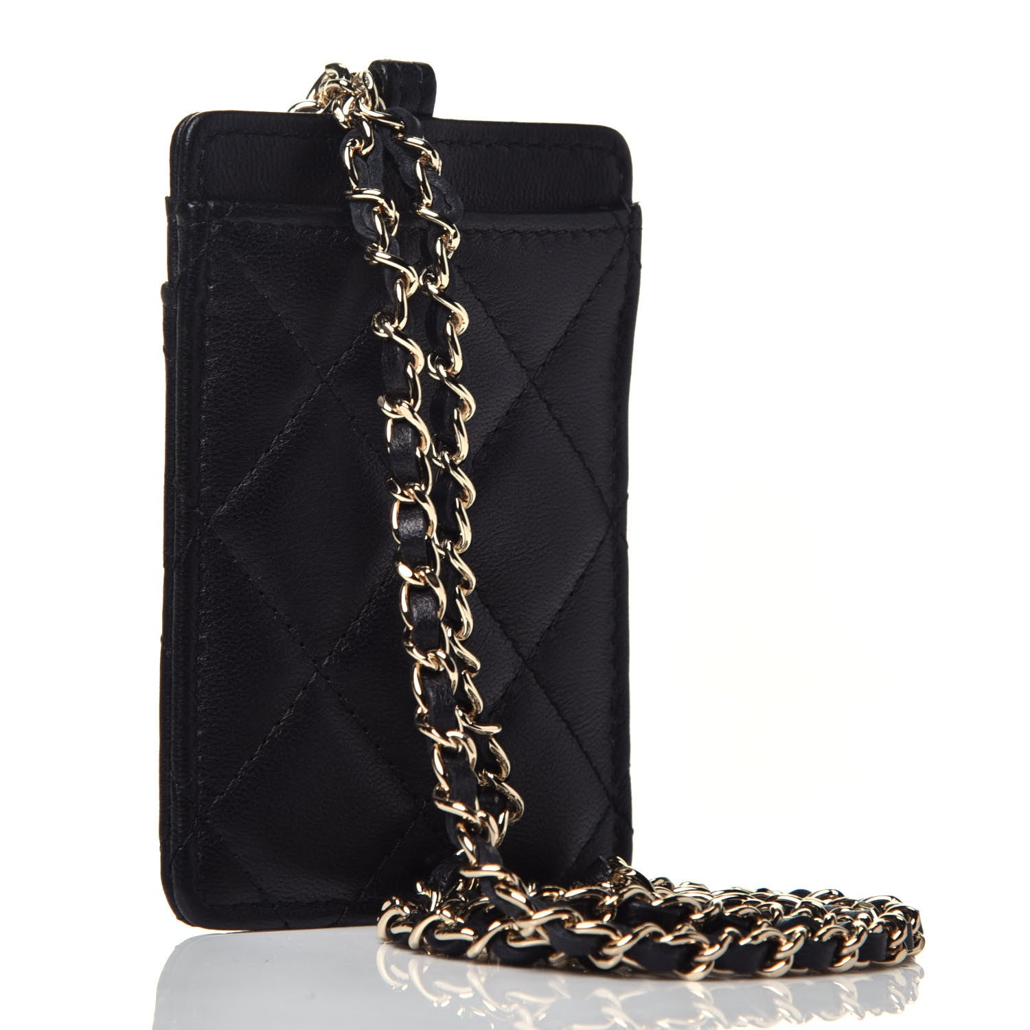 Chanel Lambskin Quilted Card Holder On Chain Black 3 of 6