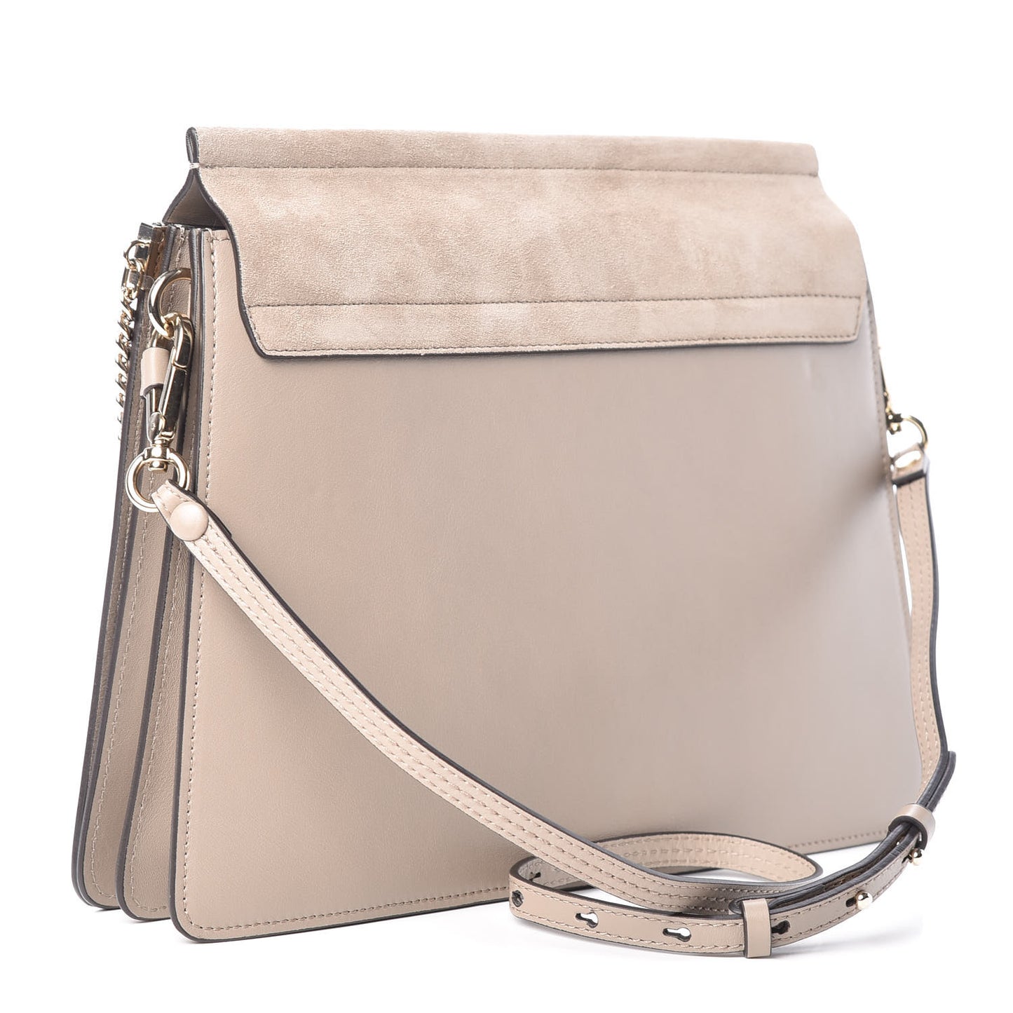 Calfskin Suede Medium Faye Shoulder Bag Motty Grey