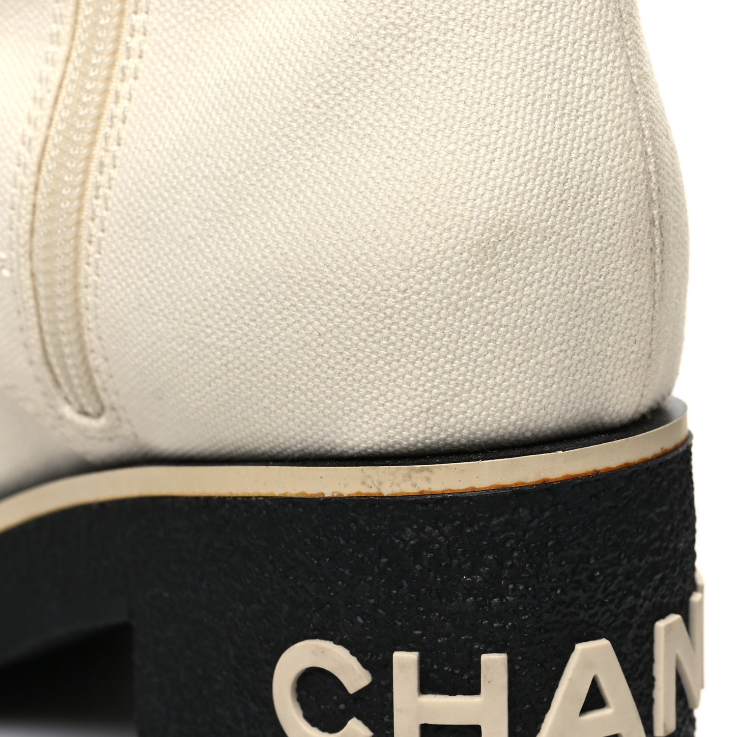 Chanel Fabric Lace Up Combat Boots 39 White 11 of 14