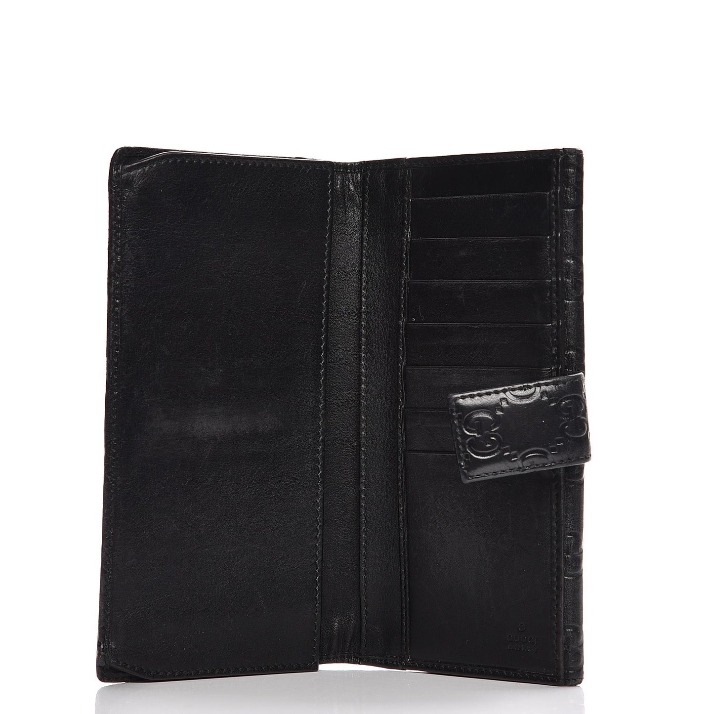 Guccissima Margaux Calfskin Metal Bar Continental Flap Wallet Black