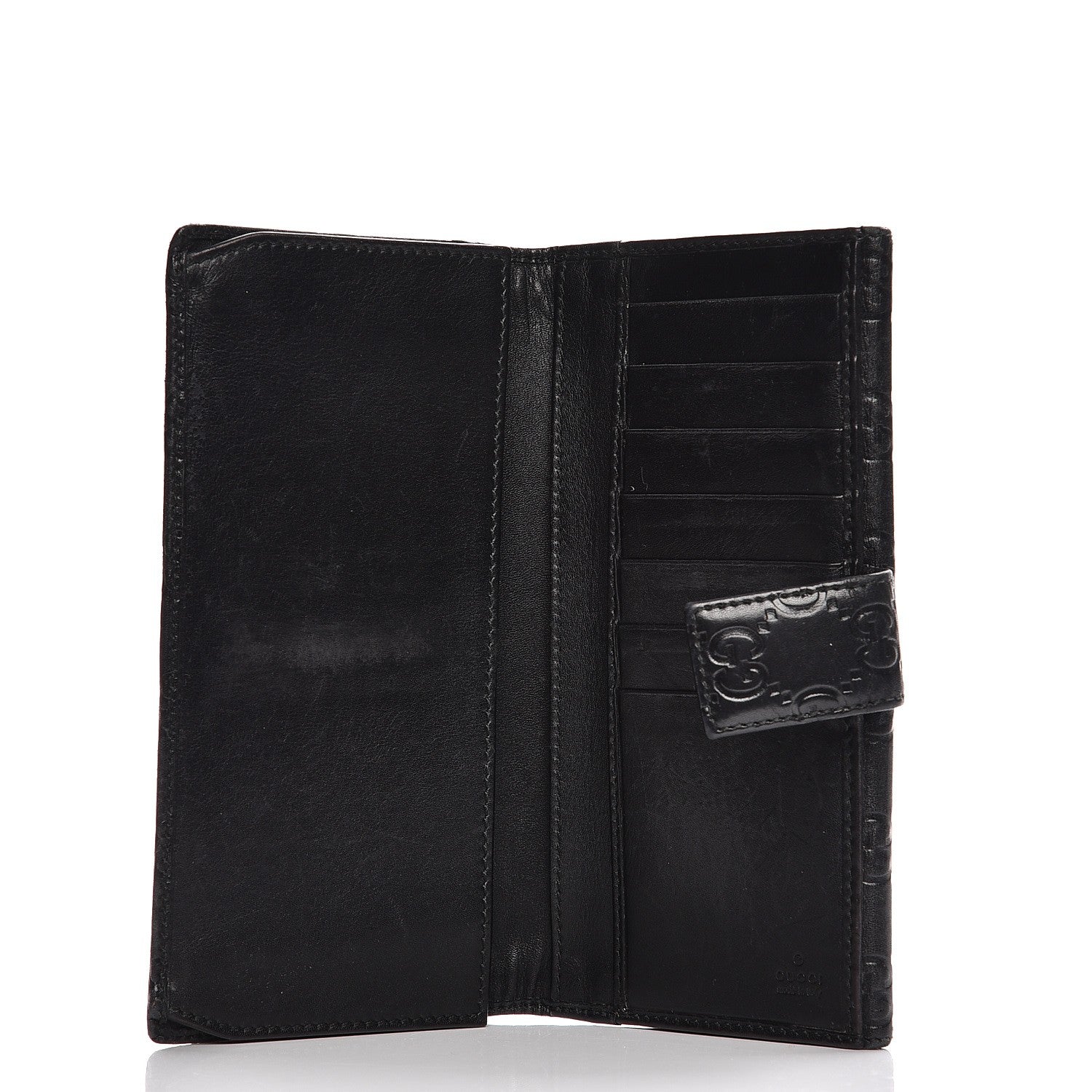 Gucci Guccissima Margaux Calfskin Metal Bar Continental Flap Wallet Black 5 of 14