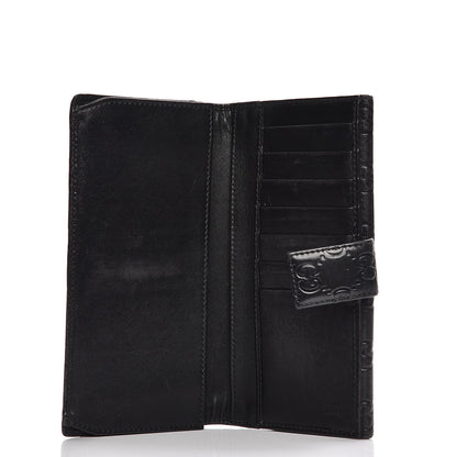 Gucci Guccissima Margaux Calfskin Metal Bar Continental Flap Wallet Black 5 of 14