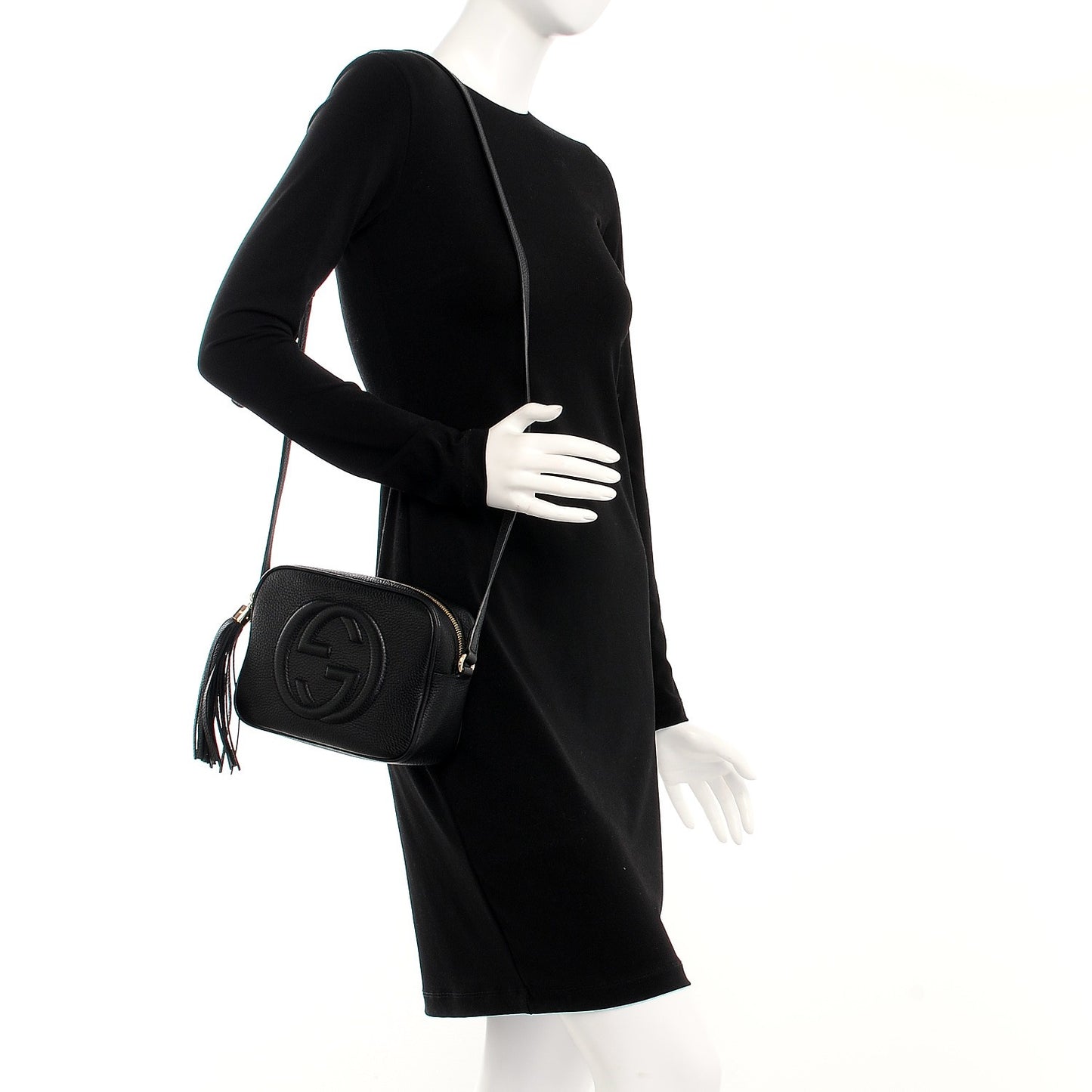 Pebbled Calfskin Small Soho Disco Bag Black