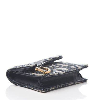 Christian Dior Oblique Saddle Card Holder Blue 3 of 6