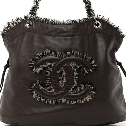 Chanel Tweed Lambskin Drawstring Tweedy Tote Brown 8 of 12