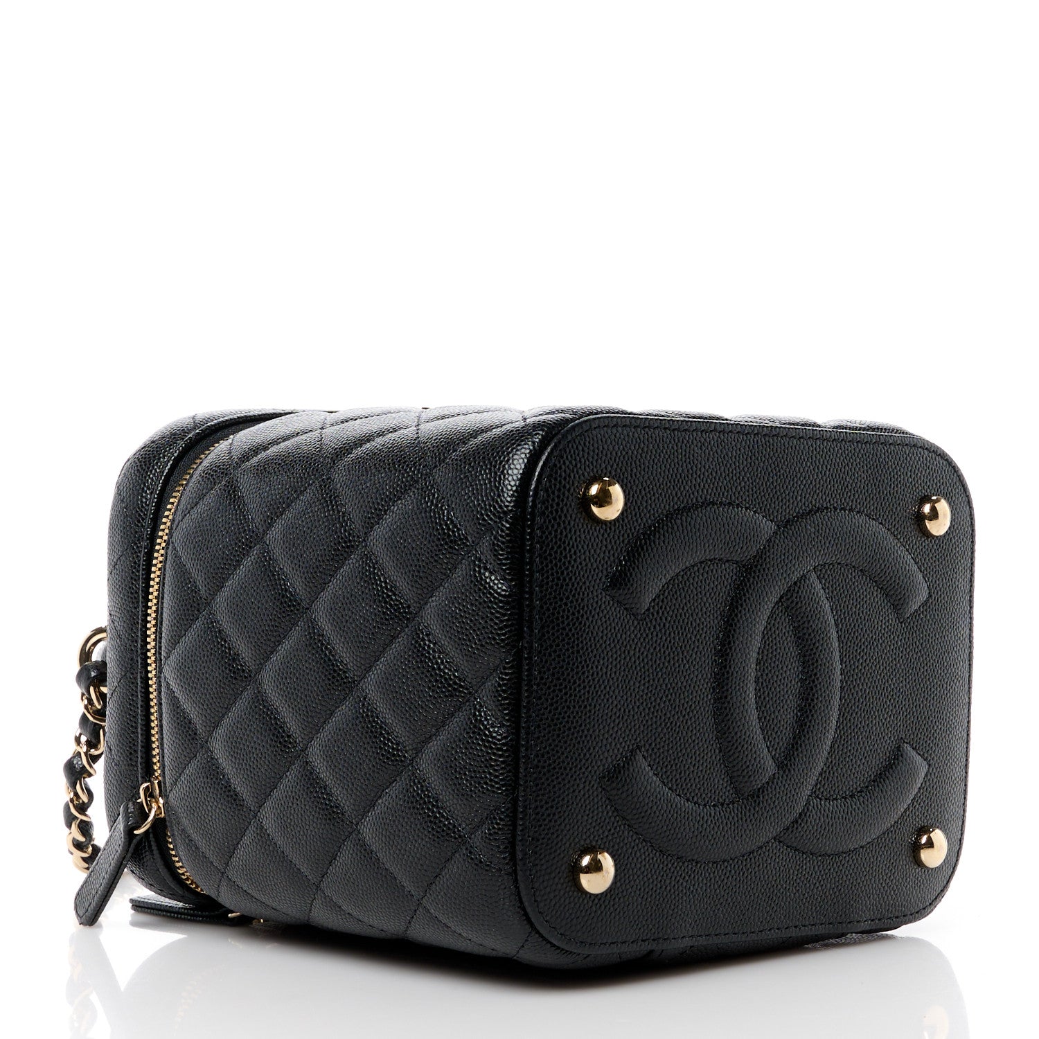 Chanel Caviar Quilted Small Top Handle Vanity Case With Chain Black 4 of 11