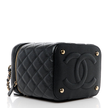 Chanel Caviar Quilted Small Top Handle Vanity Case With Chain Black 4 of 11