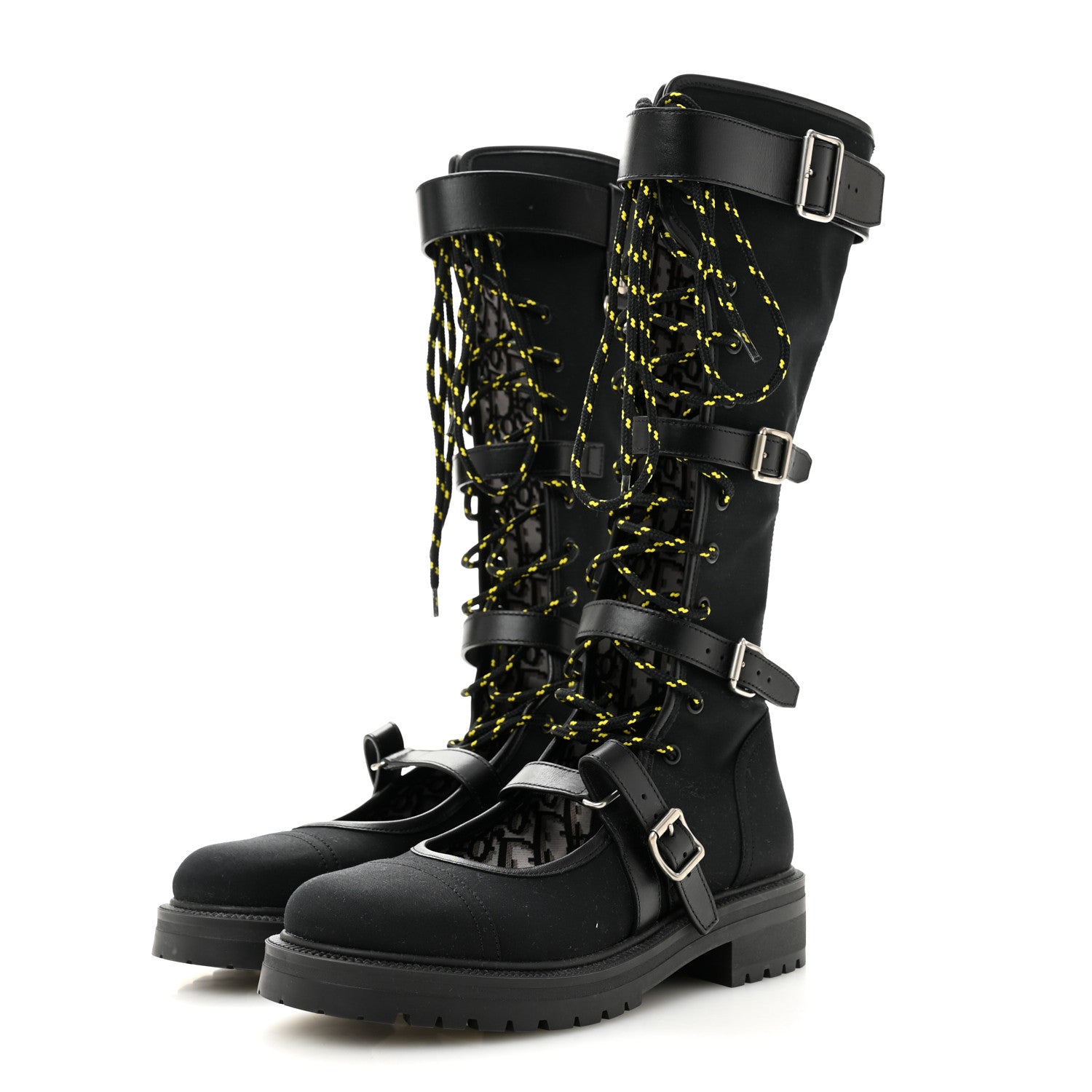 Christian Dior Technical Fabric Dioranger Lace Up High Boots 39.5 Black 3 of 8