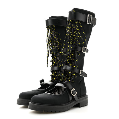 Christian Dior Technical Fabric Dioranger Lace Up High Boots 39.5 Black 3 of 8