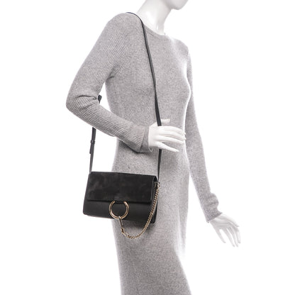 Chloe Suede Calfskin Small Faye Shoulder Bag Carbon Grey 2 of 6