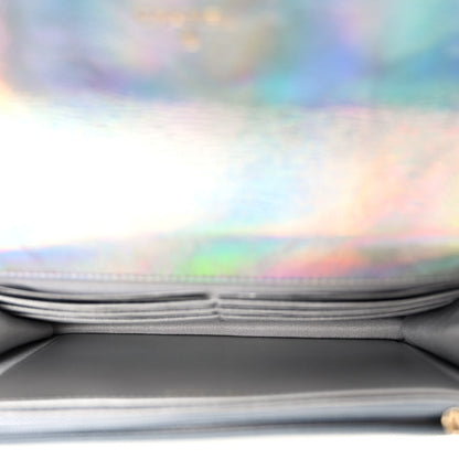 Chanel Iridescent Goatskin Quilted Wallet On Chain WOC Silver 5 of 11