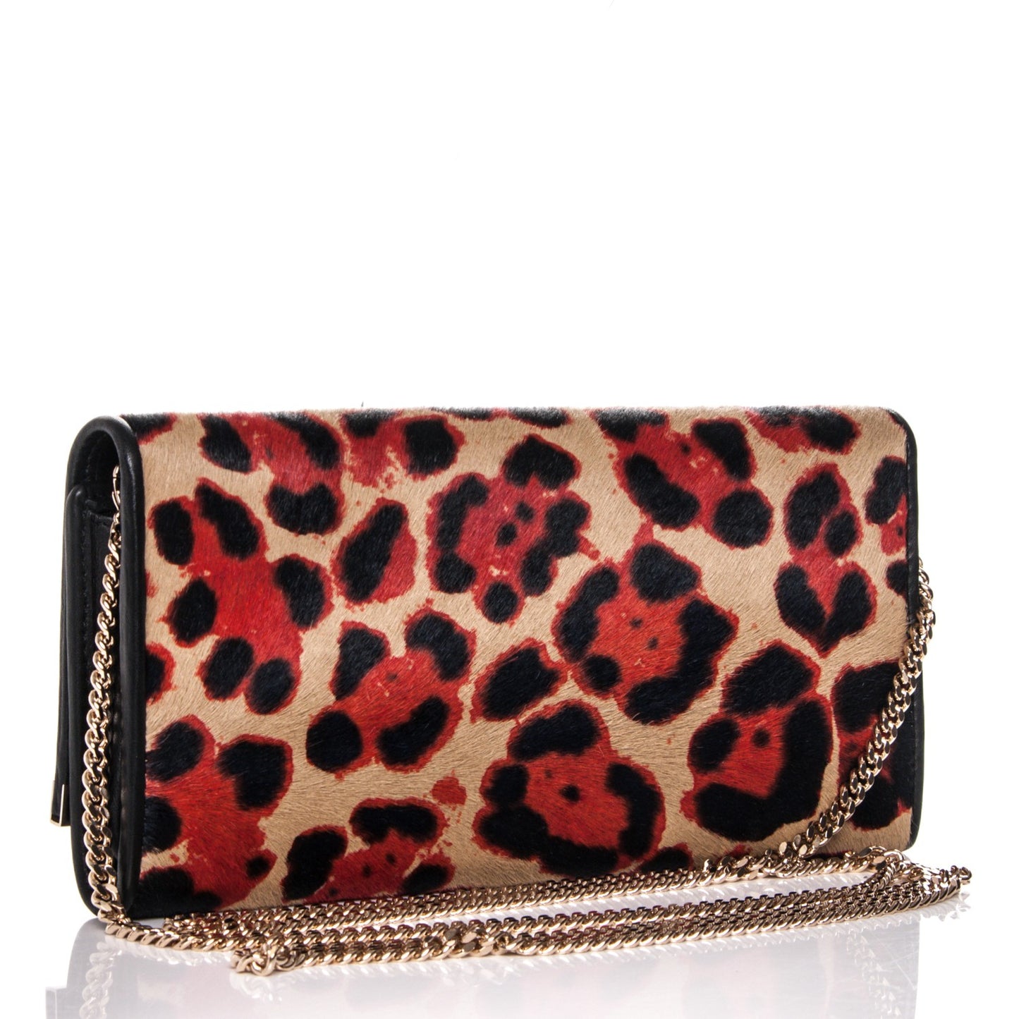 Calf Hair Leopard Print Milla Wallet on Chain Tabasco