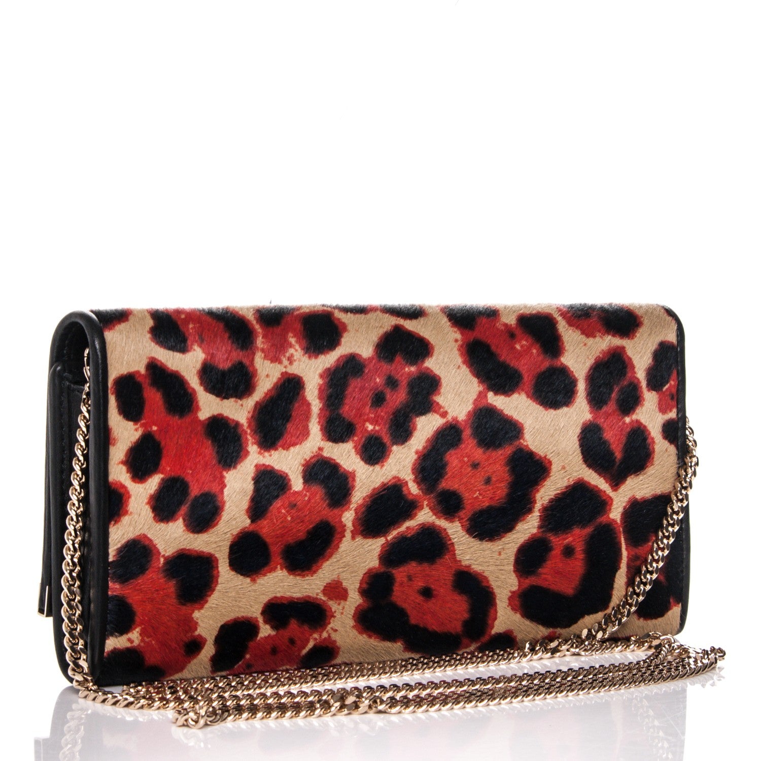 Jimmy Choo Calf Hair Leopard Print Milla Wallet on Chain Tabasco 3 of 7