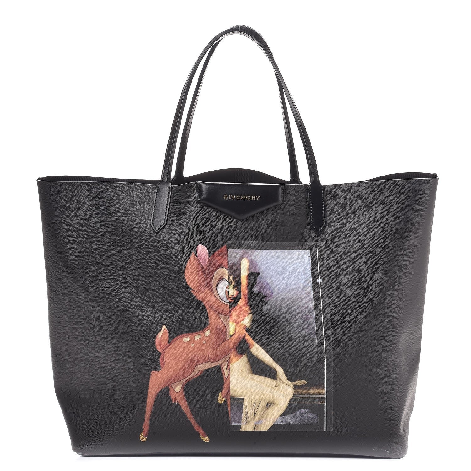 Givenchy Textured Coated Canvas Bambi Print Large Antigona Tote Black 1 of 23