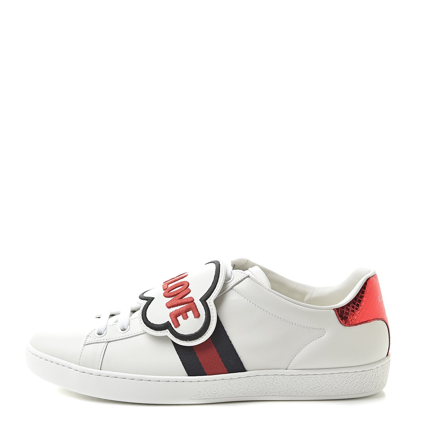 Gucci Calfskin Ayers Blind For Love Embroidered Womens Ace Sneakers 39.5 White 1 of 10