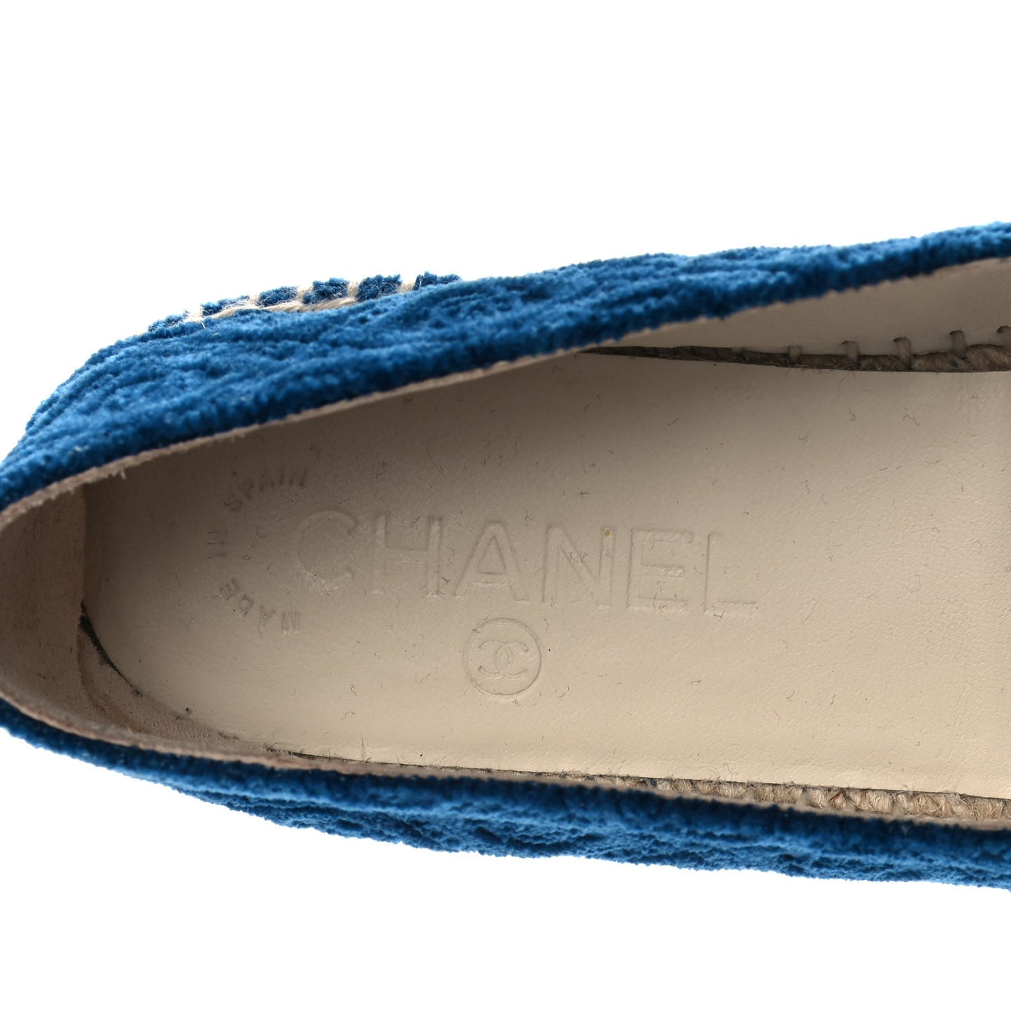 Velvet Grosgrain Quilted Camellia CC Espadrilles 38 Navy Black