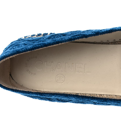 Chanel Velvet Grosgrain Quilted Camellia CC Espadrilles 38 Navy Black 8 of 10