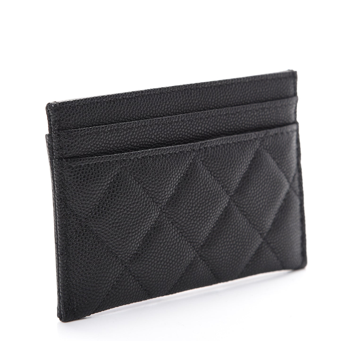 Caviar Quilted Filigree Card Holder Black